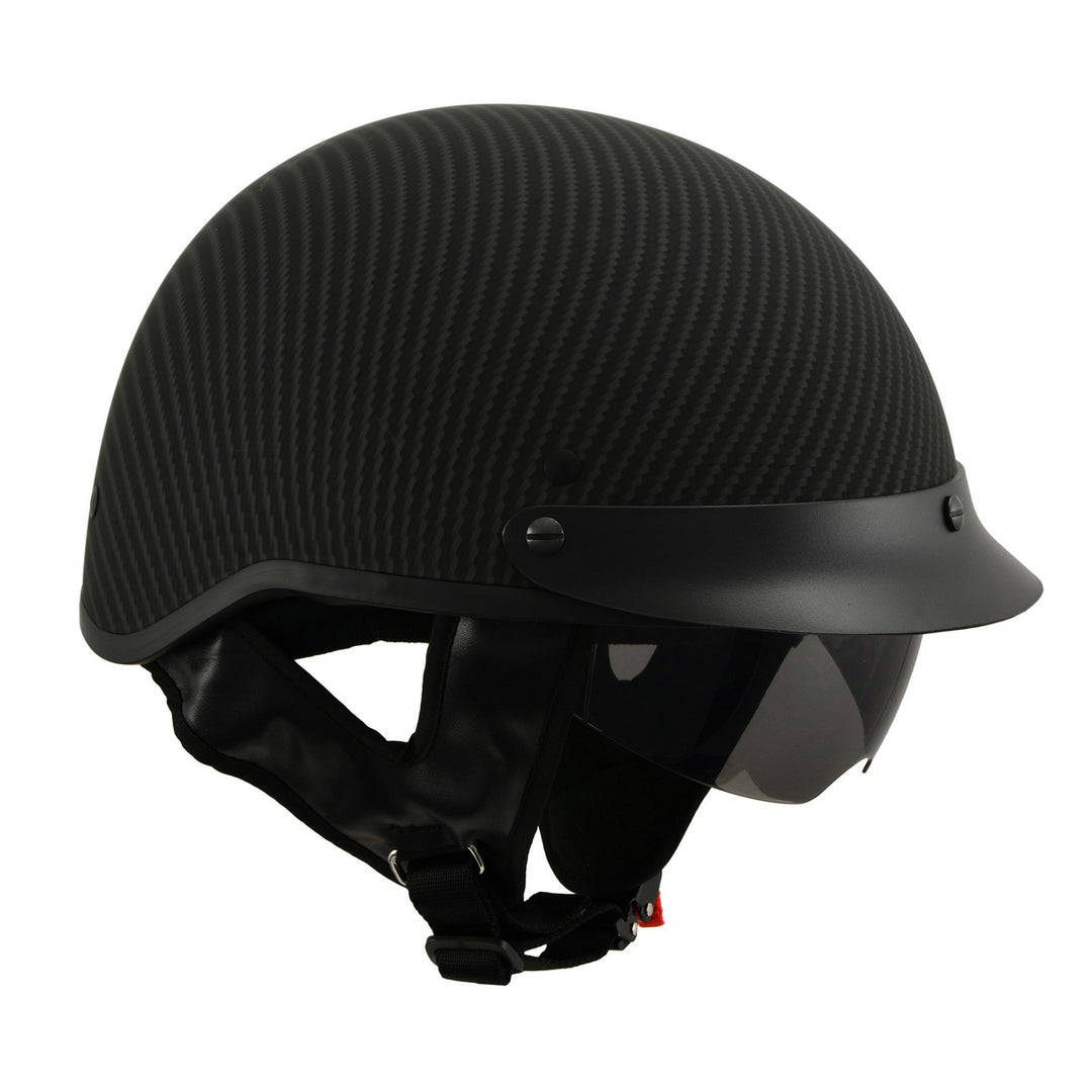 carbon fiber half shell motorcycle helmets Milwaukee Helmets MPH9722DOT Matte Black Half Helmet with Drop Down – Milwaukee Motorcycle Clothing Co