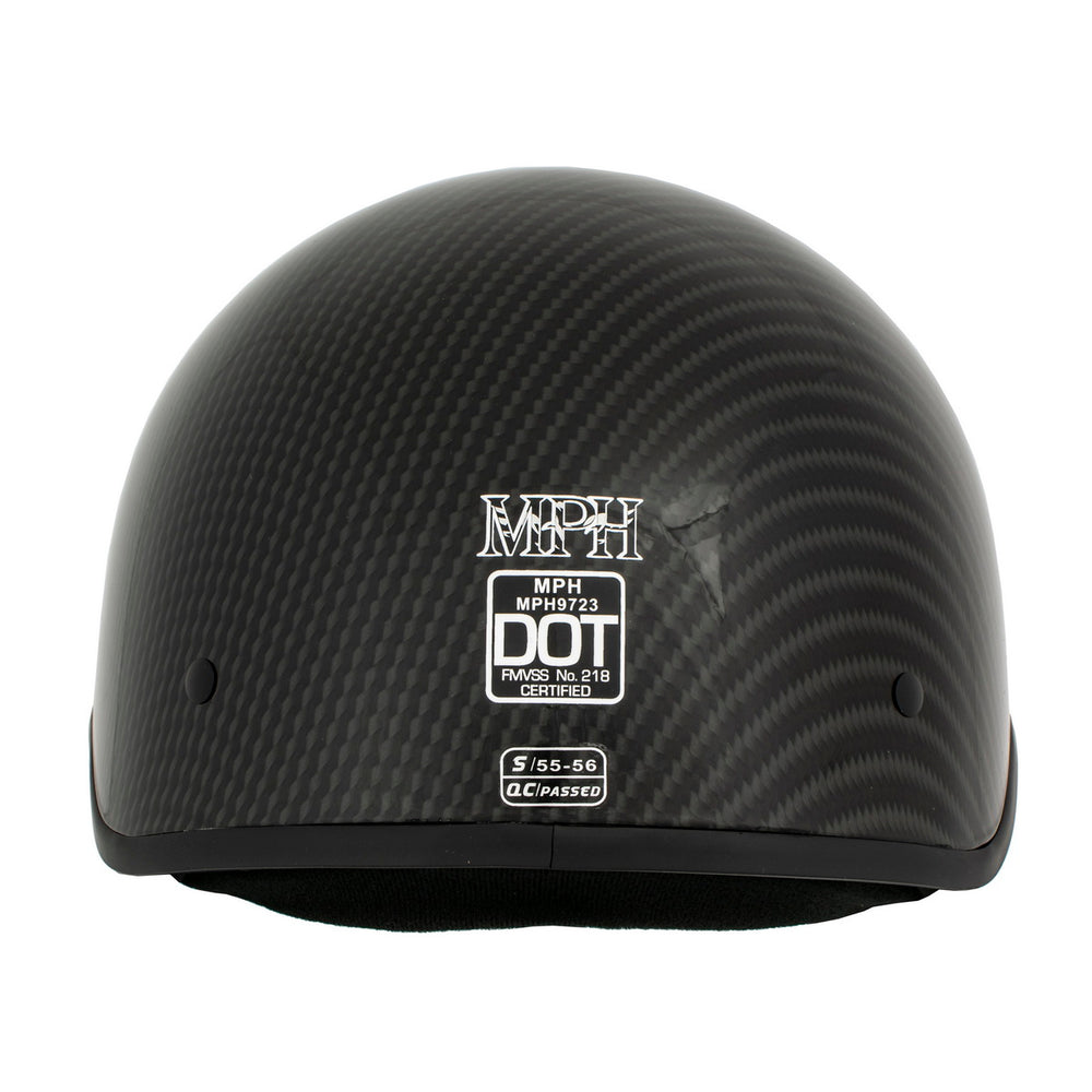 Milwaukee Helmets MPH9723DOT Carbon Like Black Half Helmet with Drop Down Sun Visor