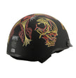 Milwaukee Helmets MPH9724DOT Skull Graphic Matte Black Half Helmet DOT w/ Drop Down Sun Visor
