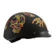 Milwaukee Helmets MPH9724DOT Skull Graphic Matte Black Half Helmet DOT w/ Drop Down Sun Visor