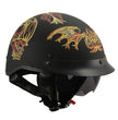 Milwaukee Helmets MPH9724DOT Skull Graphic Matte Black Half Helmet DOT w/ Drop Down Sun Visor