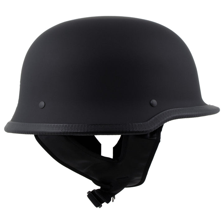Milwaukee Helmets MPH9740DOT Motorrad DOT German Style Matte Black Half Face Motorcycle Bikers Helmet