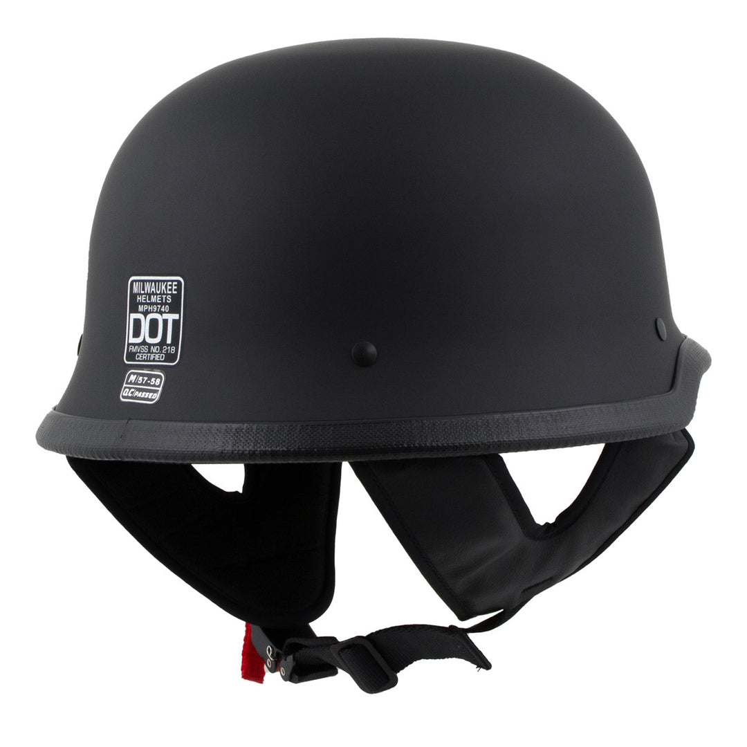 Milwaukee Helmets MPH9740DOT Motorrad DOT German Style Matte Black Half Face Motorcycle Bikers Helmet