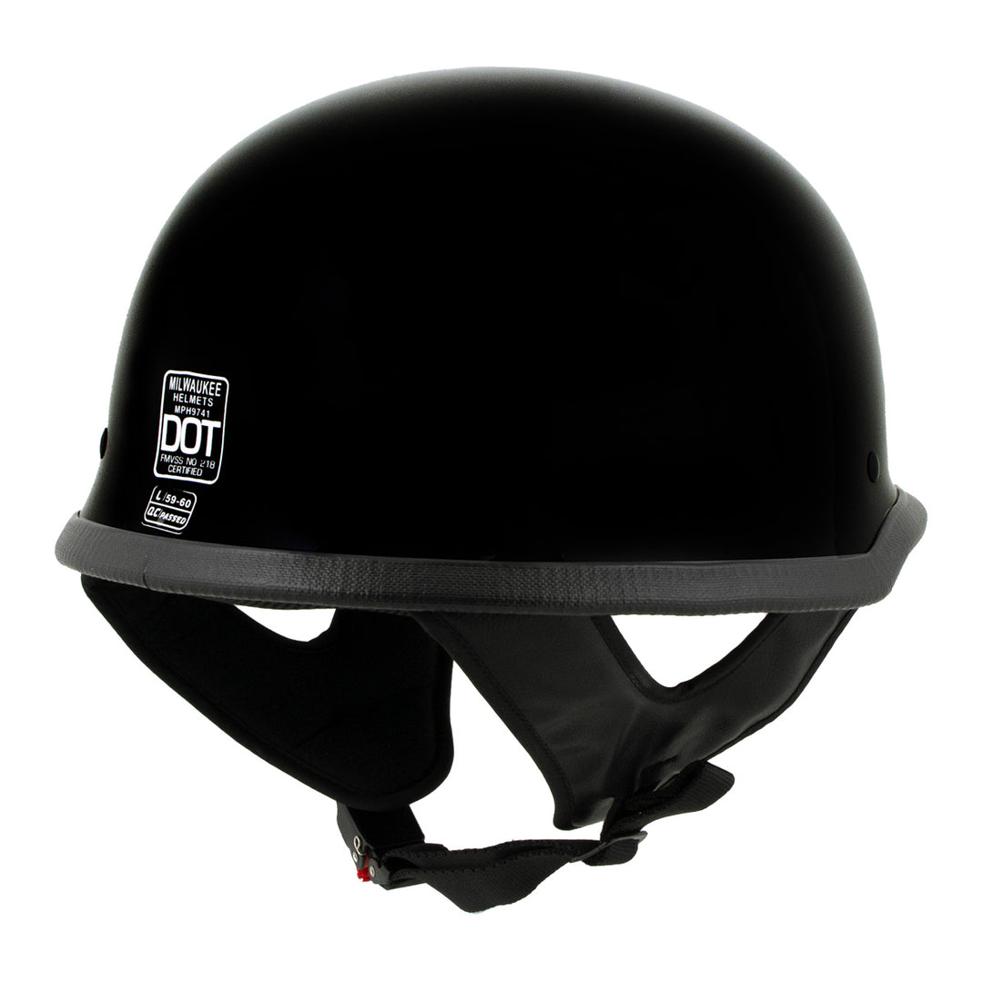 black dot german motorcycle helmet Milwaukee Helmets MPH9741DOT Motorrad DOT German Style Gloss Black Half Face Motorcycle Helmet Biker