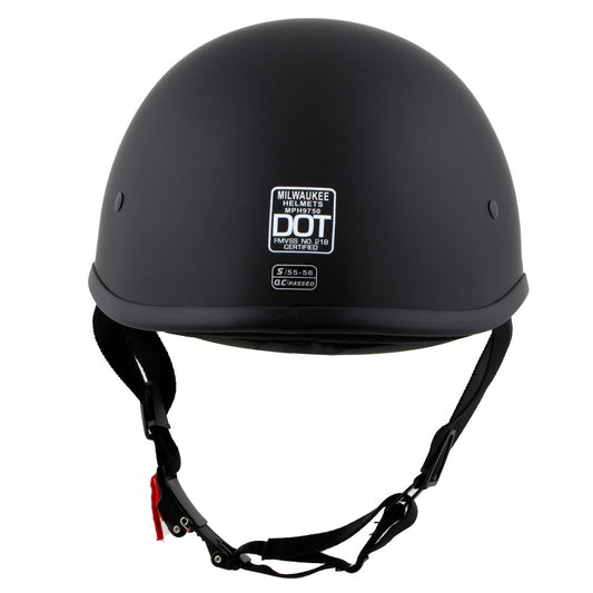 Milwaukee Helmets Polo Style Matte Black Motorcycle Half Face Helmet DOT Approved MPH9750DOT