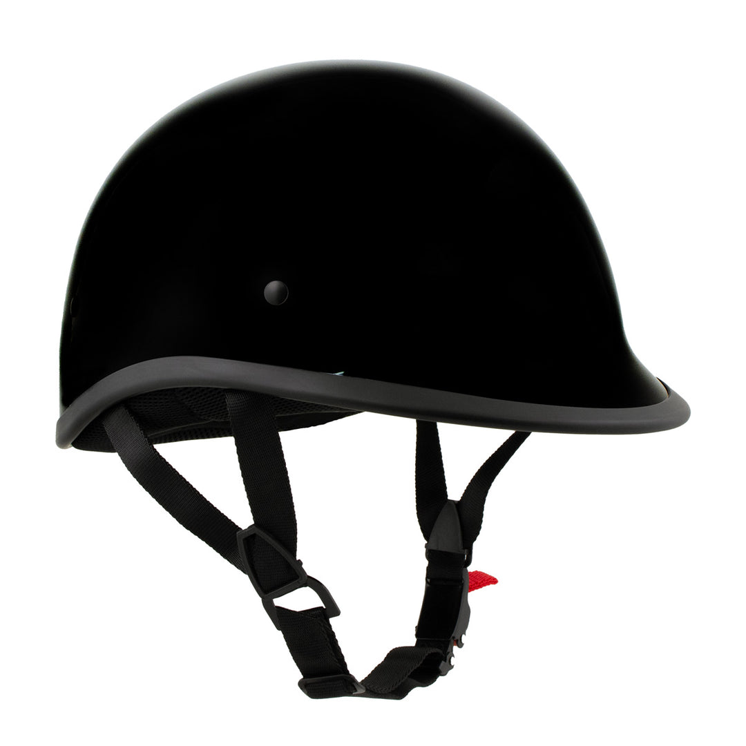 Milwaukee Helmets MPH9751DOT Polo Style DOT Gloss Black Motorcycle Half Face Helmet Biker