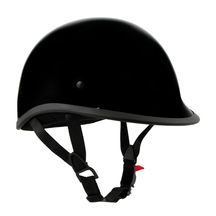 Milwaukee Helmets MPH9751DOT Polo Style DOT Gloss Black Motorcycle Half Face Helmet Biker