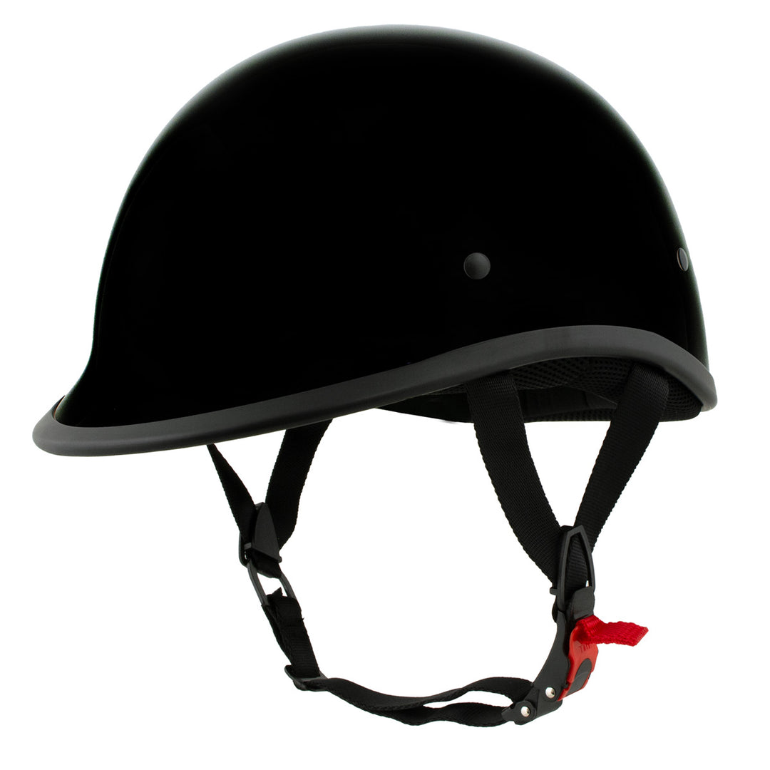 Milwaukee Helmets MPH9751DOT Gloss Black Polo Style DOT Motorcycle Half Face Bikers Helmet