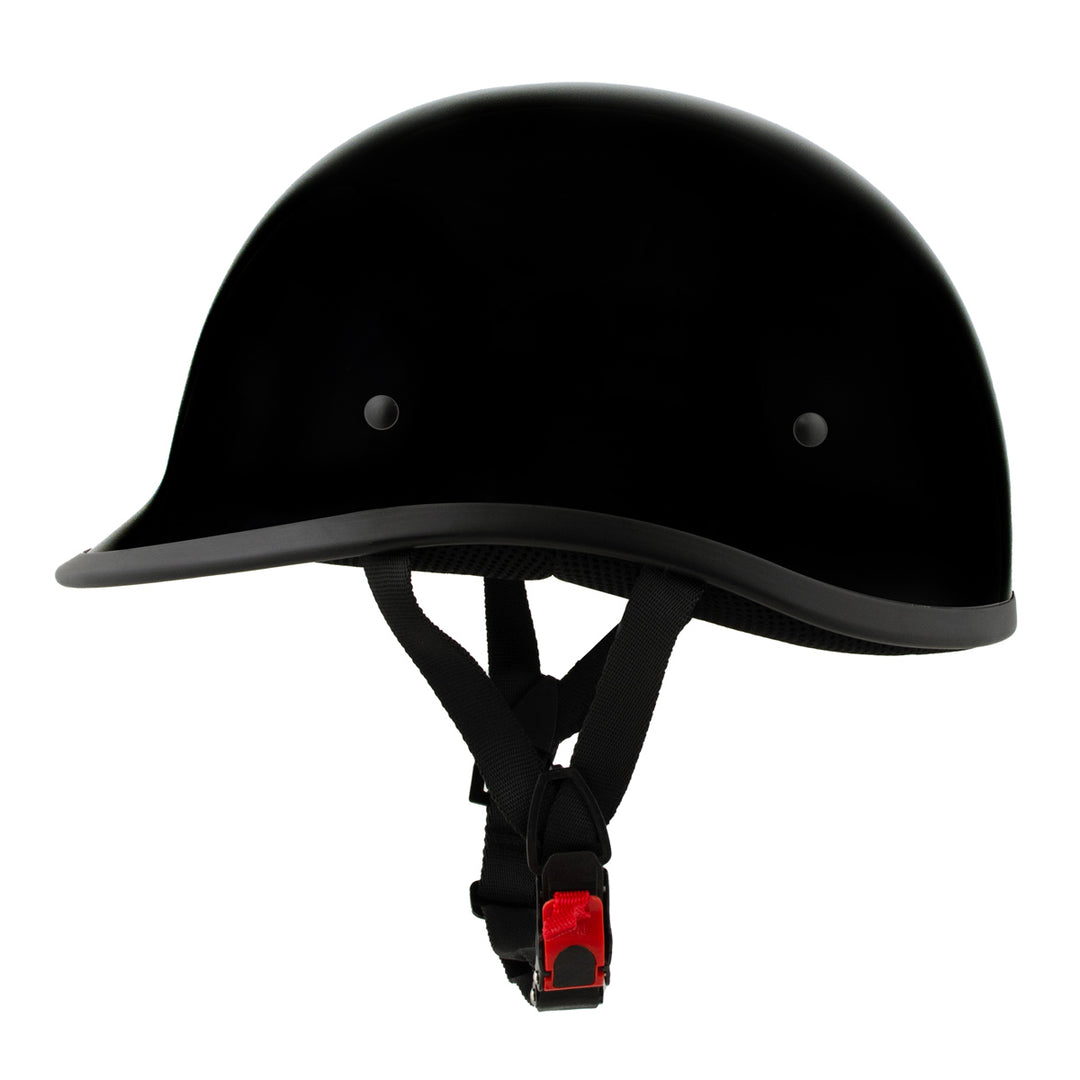 Milwaukee Helmets MPH9751DOT Gloss Black Polo Style DOT Motorcycle Half Face Bikers Helmet