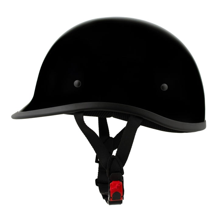Milwaukee Helmets MPH9751DOT Gloss Black Polo Style DOT Motorcycle Half Face Bikers Helmet