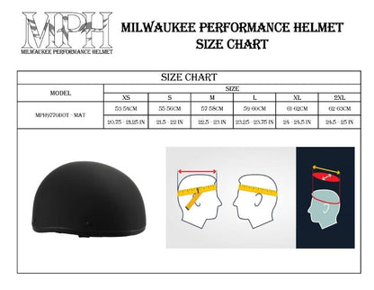 Milwaukee Helmets MPH9770DOT Americas Smallest Matte Black Half Helmet