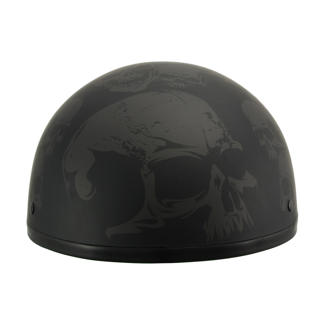 Milwaukee Helmets MPH9771DOT Skull Graphics Americas Smallest Matte Black Half Helmet