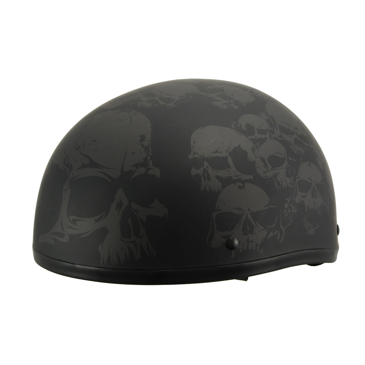 Milwaukee Helmets MPH9771DOT 'Skull Graphics' Americas Smallest Matte Black Half Helmet