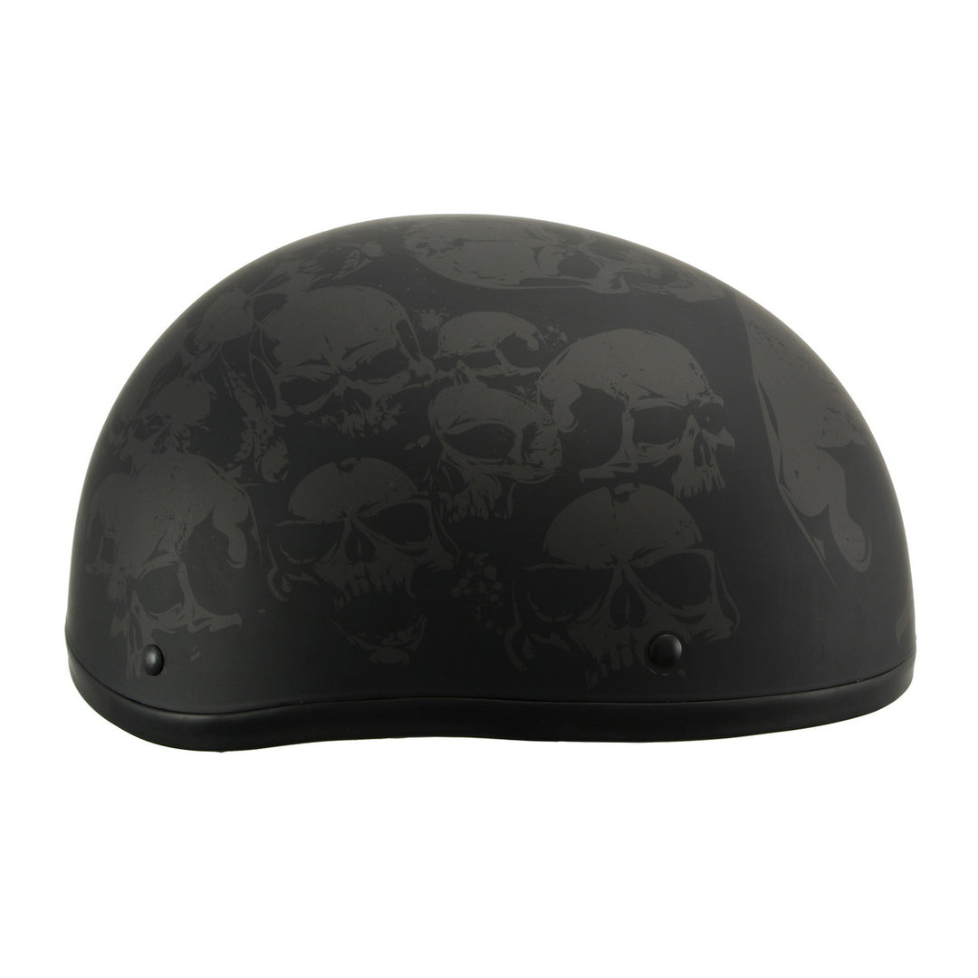 Milwaukee Helmets MPH9771DOT Skull Graphics Americas Smallest Matte Black Half Helmet