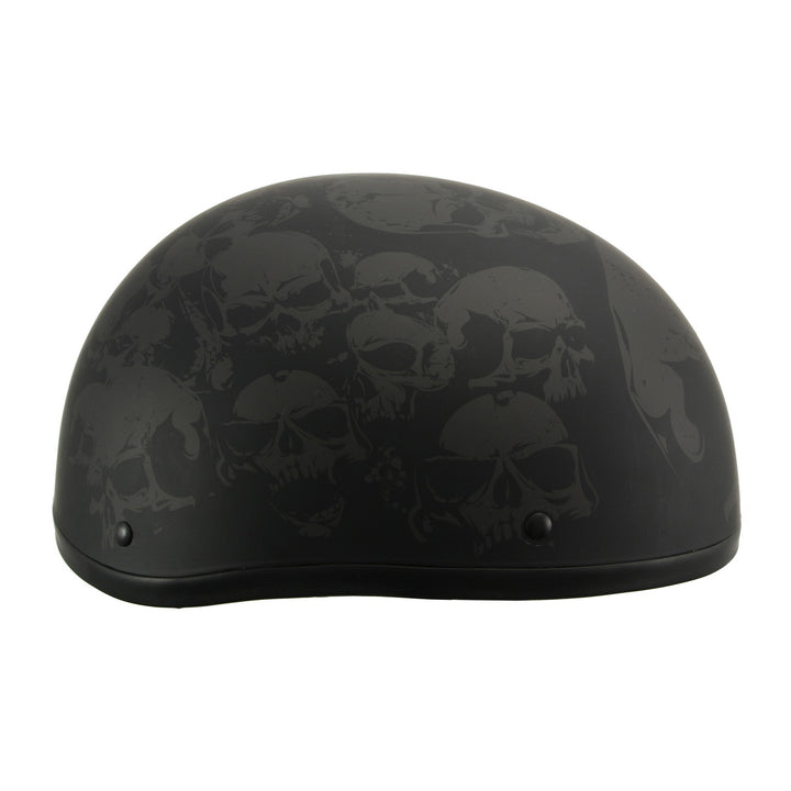 Milwaukee Helmets MPH9771DOT Skull Graphics Americas Smallest Matte Black Half Helmet