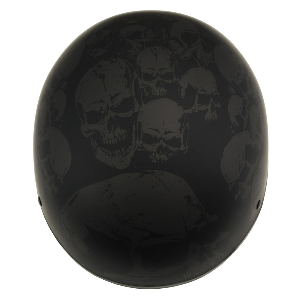 Milwaukee Helmets MPH9771DOT Skull Graphics Americas Smallest Matte Black Half Helmet