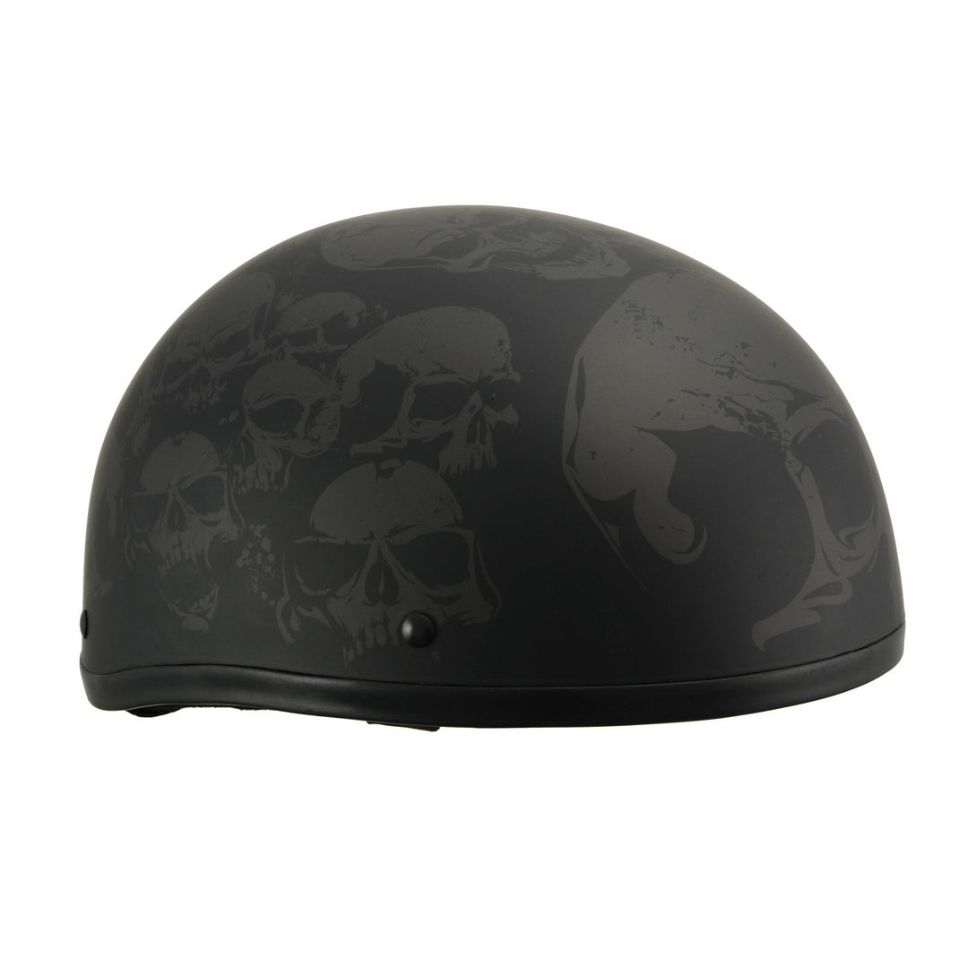 Milwaukee Helmets MPH9771DOT Skull Graphics Americas Smallest Matte Black Half Helmet