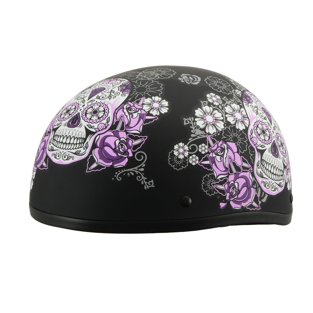 candy skull motorcycle helmet Milwaukee Helmets MPH9874N Novelty Flowered Sugar Skull Matte Black Half Helmet
