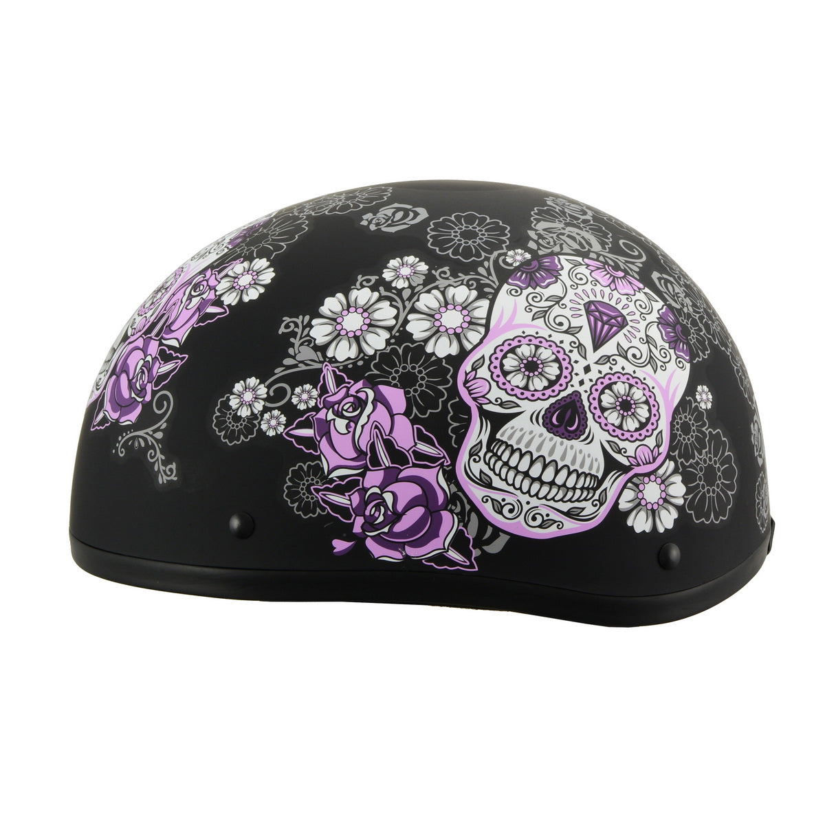 Milwaukee Helmets MPH9772DOT Ladies 'Sugar Skull Design' Matte Black Half Helmet