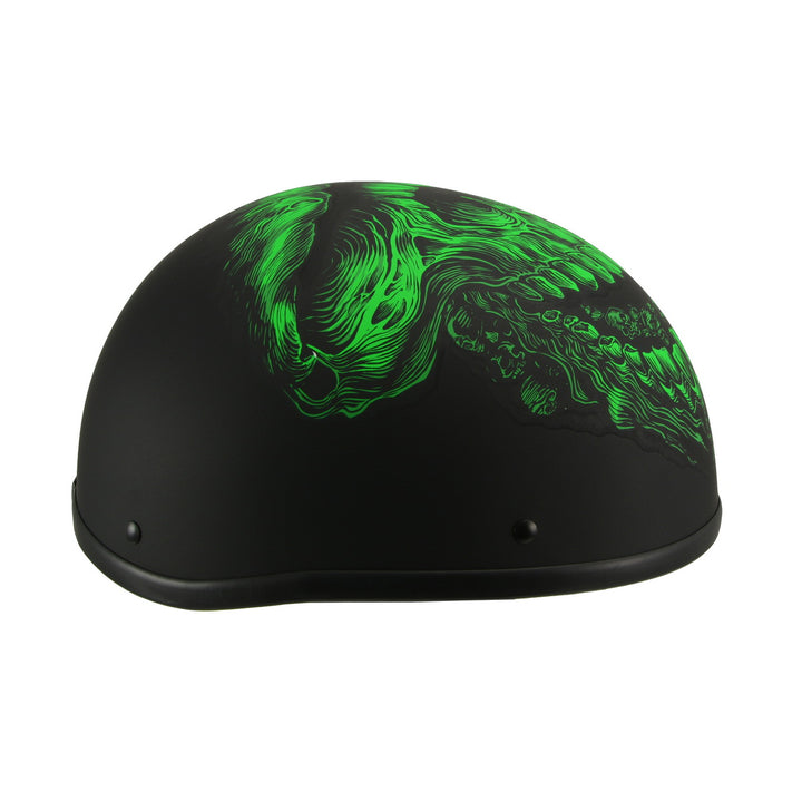 Milwaukee Helmets MPH9773 Green Skeleton Matte Black DOT Half Helmet