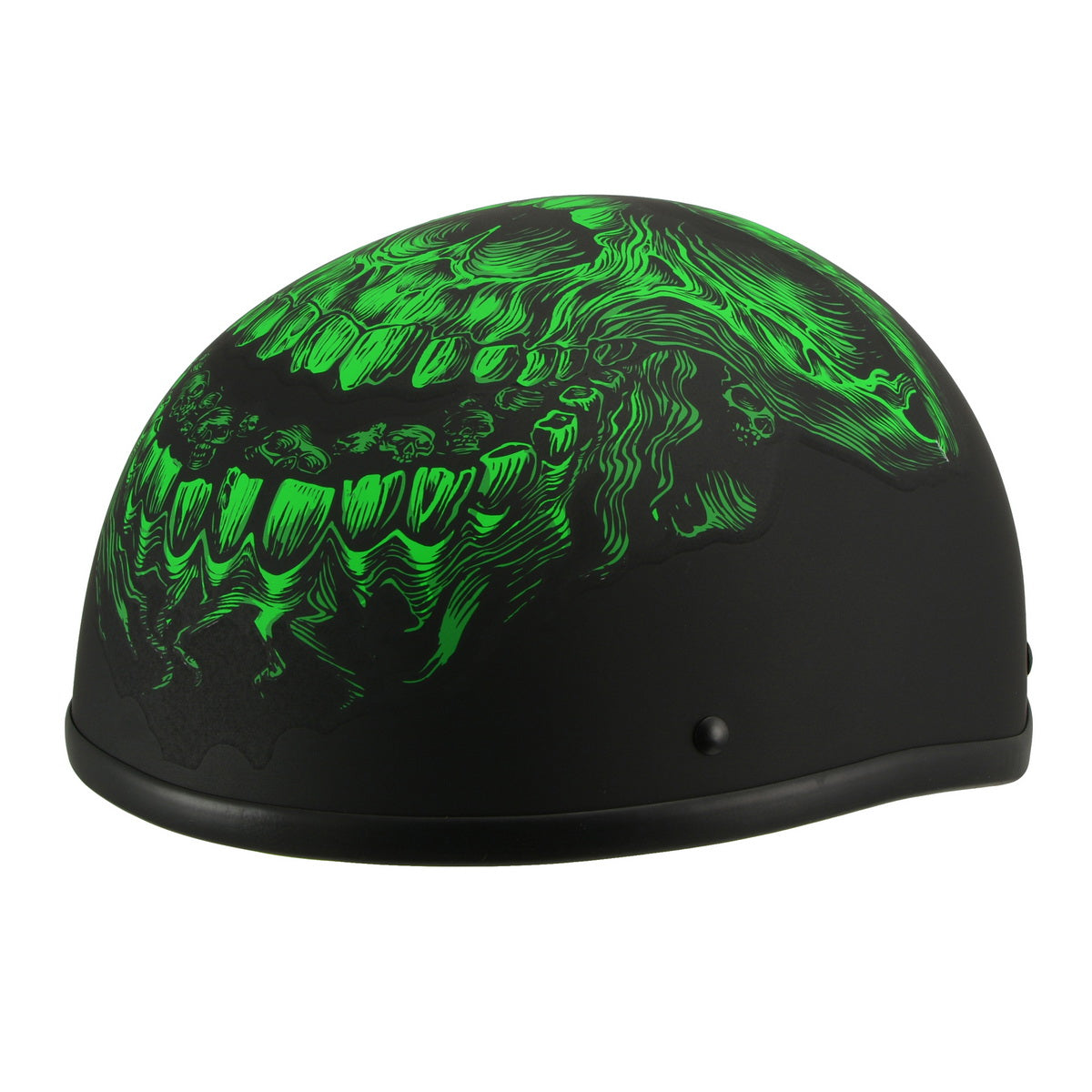 Milwaukee Helmets MPH9773 'Green Skeleton' Matte Black DOT Half Helmet