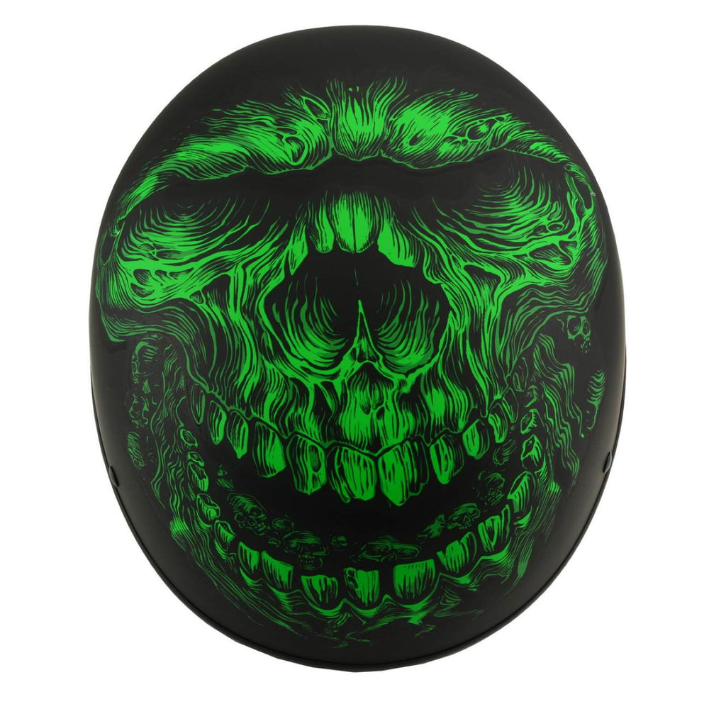 Milwaukee Helmets MPH9773 Green Skeleton Matte Black DOT Half Helmet