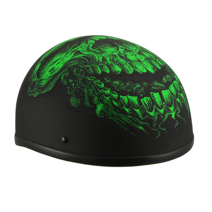 Milwaukee Helmets MPH9875N Novelty 'Green Demon' Matte Black Half Helmet