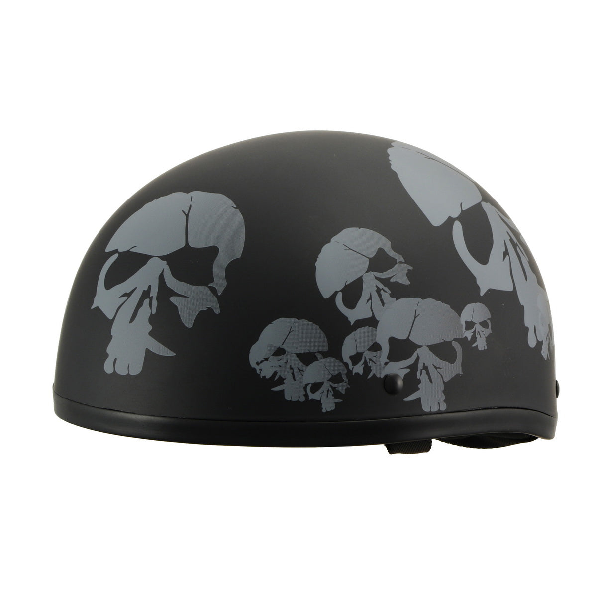 Milwaukee Helmets MPH9876N Novelty 'Punished Skulls' Matte Black Half Helmet