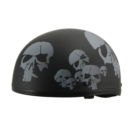 Milwaukee Helmets MPH9775DOT Americas Smallest Matte Black Half Helmet with Skeleton Head Graphics