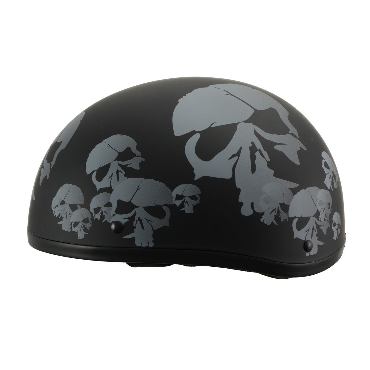 Milwaukee Helmets MPH9775DOT Americas Smallest Matte Black Half Helmet with Skeleton Head Graphics