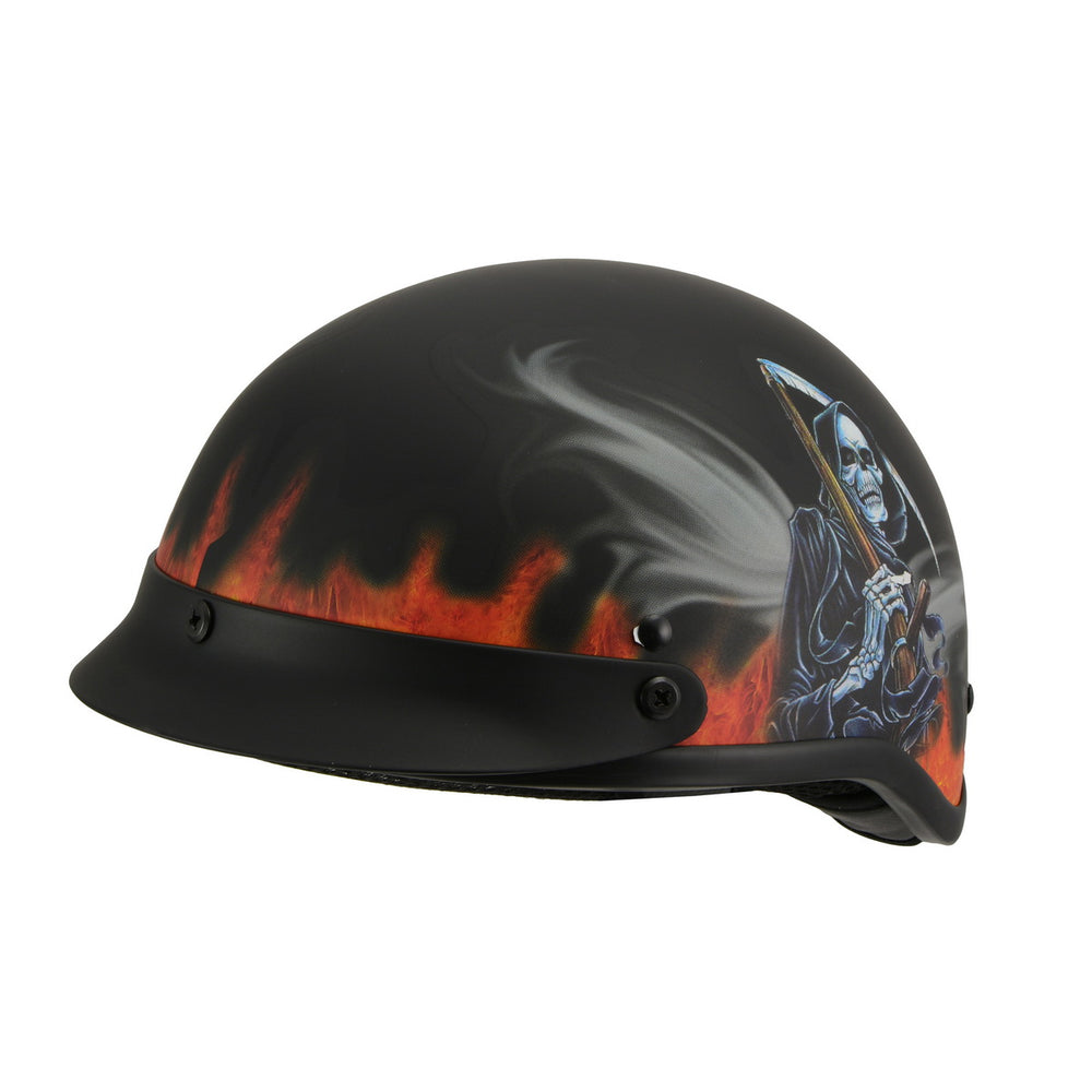 Milwaukee Helmets MPH9778 Matte Black Grim Reaper DOT Half Helmet
