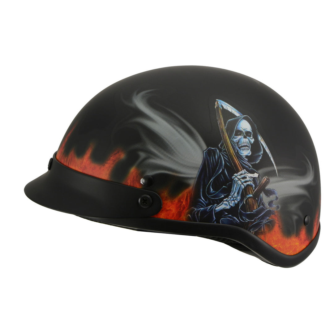 Milwaukee Helmets MPH9778 Matte Black Grim Reaper DOT Half Helmet