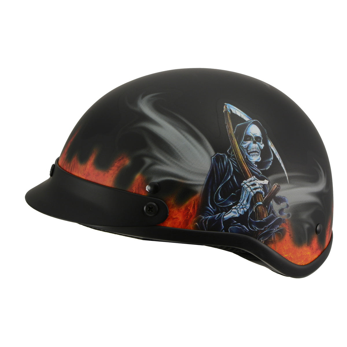 Milwaukee Helmets MPH9778 Matte Black 'Grim Reaper' DOT Half Helmet