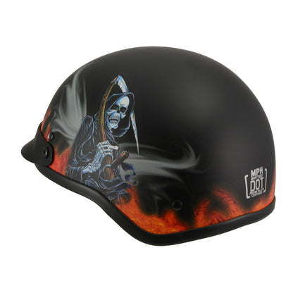 Milwaukee Helmets MPH9778 Matte Black 'Grim Reaper' DOT Half Helmet