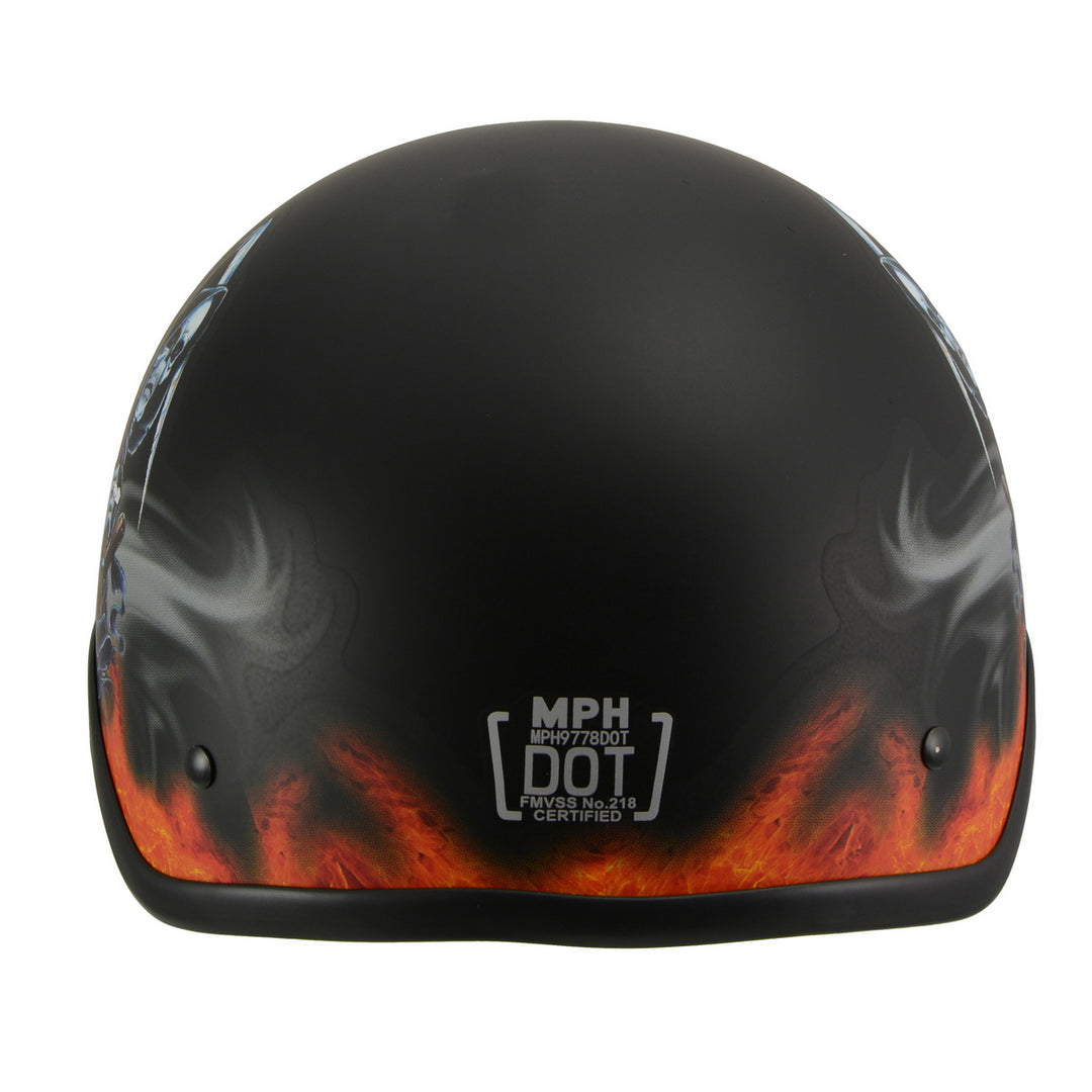 Milwaukee Helmets MPH9778 Matte Black Grim Reaper DOT Half Helmet