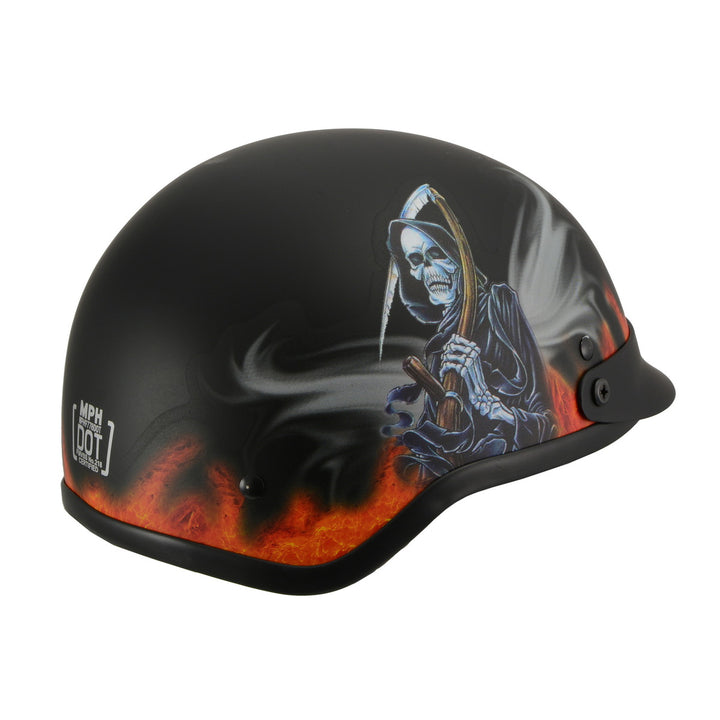 Milwaukee Helmets MPH9778 Matte Black Grim Reaper DOT Half Helmet
