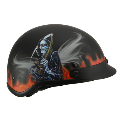 Milwaukee Helmets MPH9778 Matte Black 'Grim Reaper' DOT Half Helmet