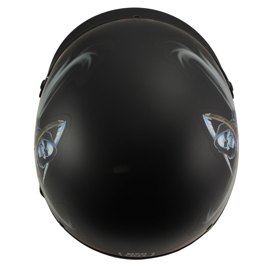 Milwaukee Helmets MPH9778 Matte Black Grim Reaper DOT Half Helmet