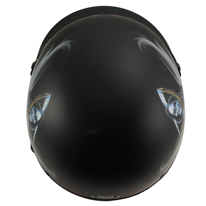 Milwaukee Helmets MPH9778 Matte Black Grim Reaper DOT Half Helmet