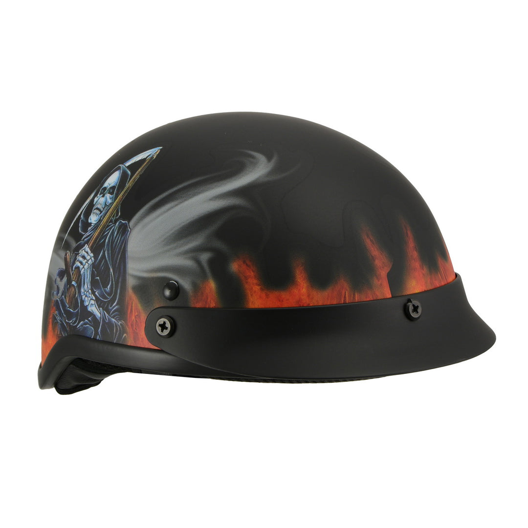Milwaukee Helmets MPH9778 Matte Black Grim Reaper DOT Half Helmet