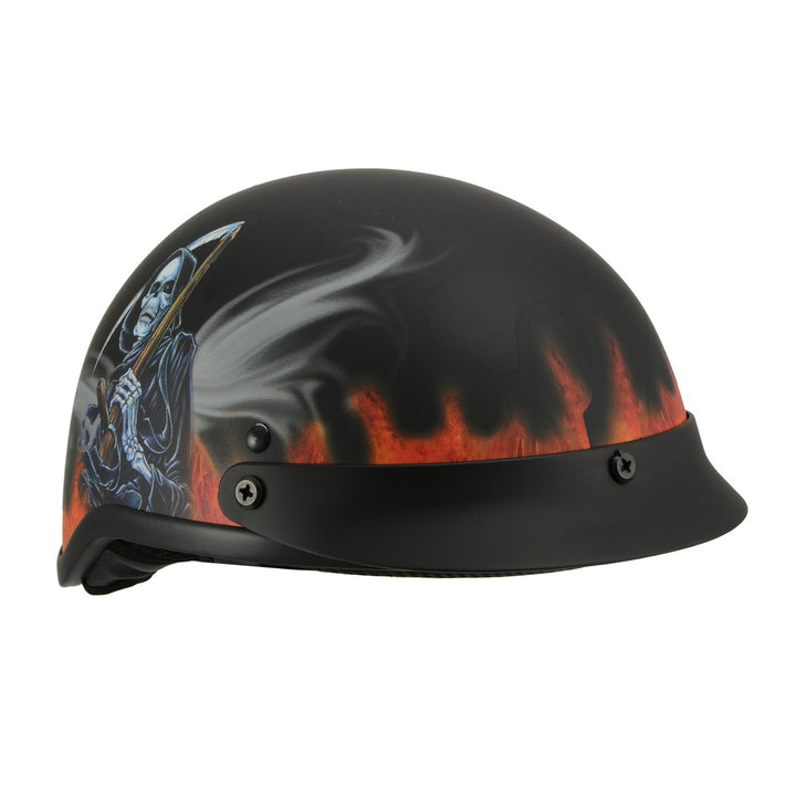 Milwaukee Helmets MPH9778 Matte Black Grim Reaper DOT Half Helmet