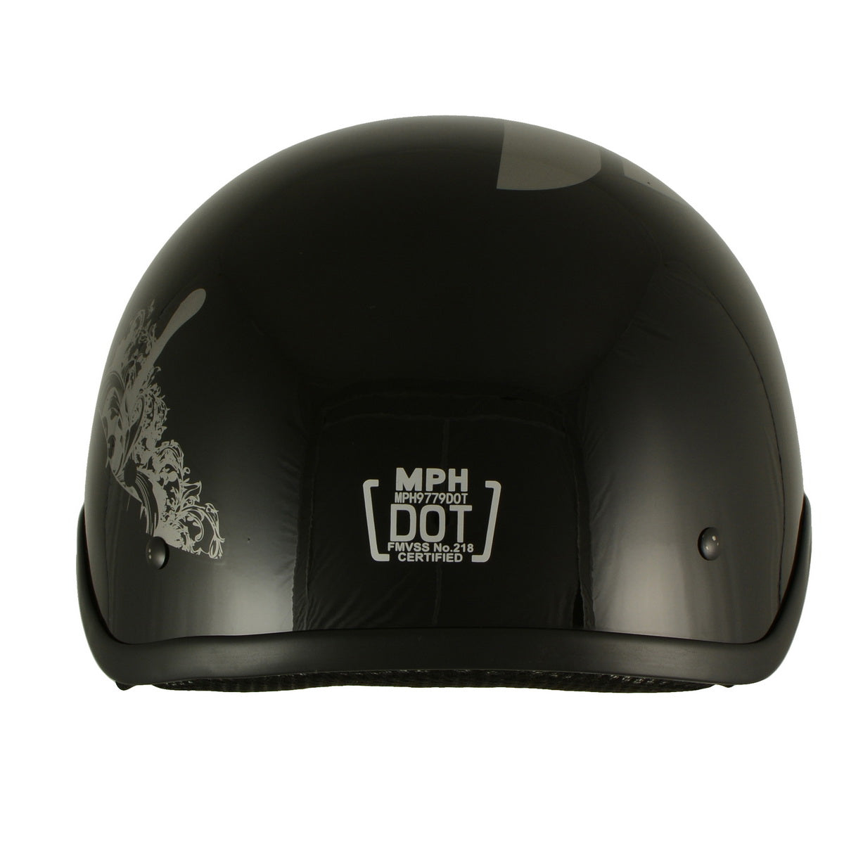 Milwaukee Helmets MPH9779 Black 'Silver Skull' DOT Half Helmet