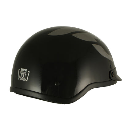 Milwaukee Helmets MPH9779 Black 'Silver Skull' DOT Half Helmet