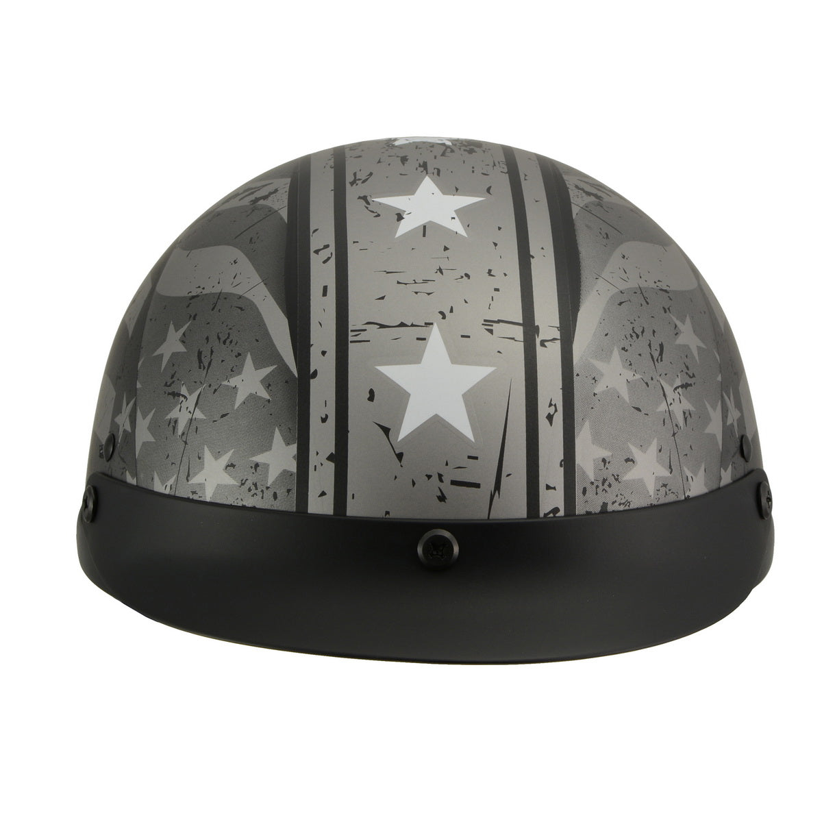 Milwaukee Helmets MPH9782 Black 'Vintage Grey Stars and Stripes' DOT Half Helmet