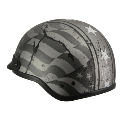 Milwaukee Helmets MPH9782 Black 'Vintage Grey Stars and Stripes' DOT Half Helmet