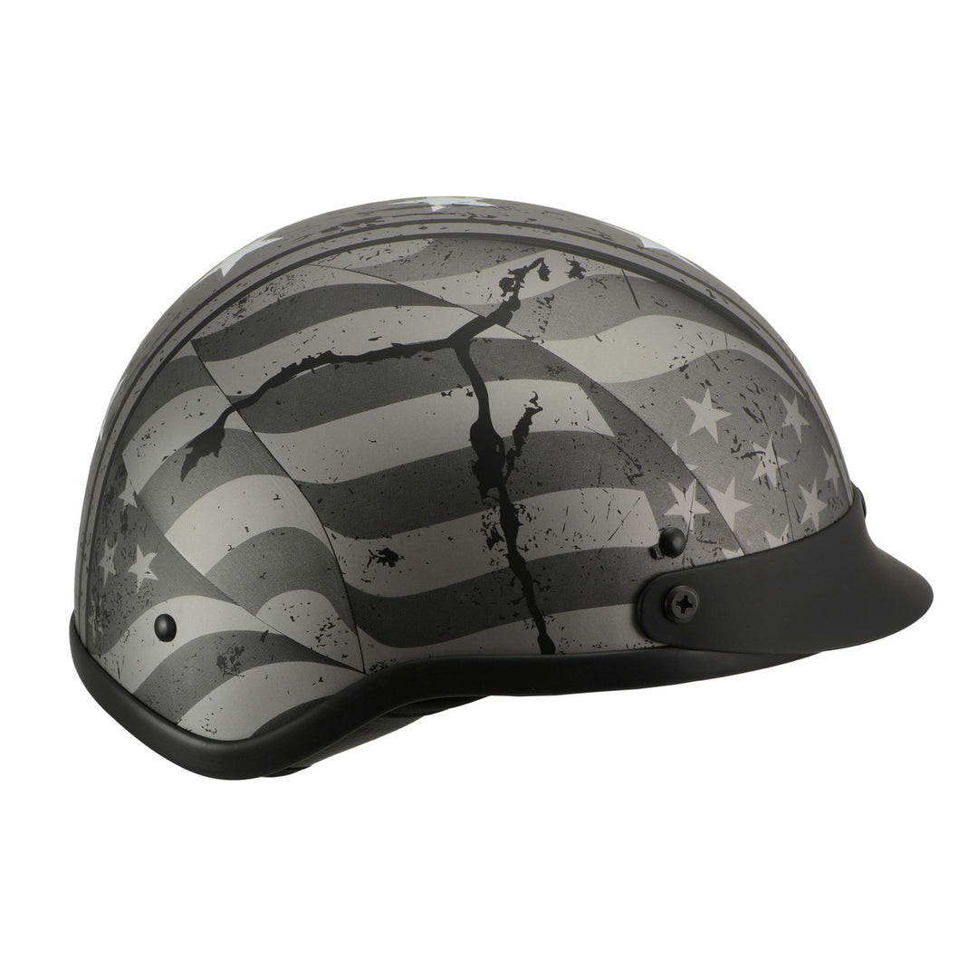 Milwaukee Helmets MPH9871N Novelty Vintage Grey Stars and Stripes Silver Grey Half Helmet