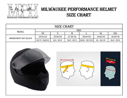 Milwaukee Performance Helmets MPH9800DOT 'Velocity' Full Face Matte Black Helmet