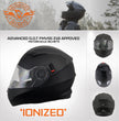 Milwaukee Performance Helmets MPH9803DOT Ionized Matte Black Advanced Modular Motorcycle Helmet w/ Drop Down Visor