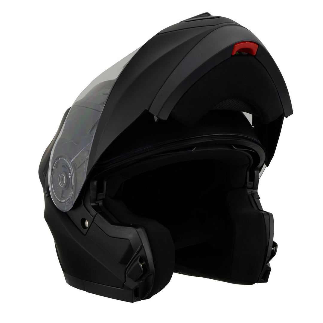 Milwaukee Performance Helmets MPH9803DOT Ionized Matte Black Advanced Modular Motorcycle Helmet w/ Drop Down Visor
