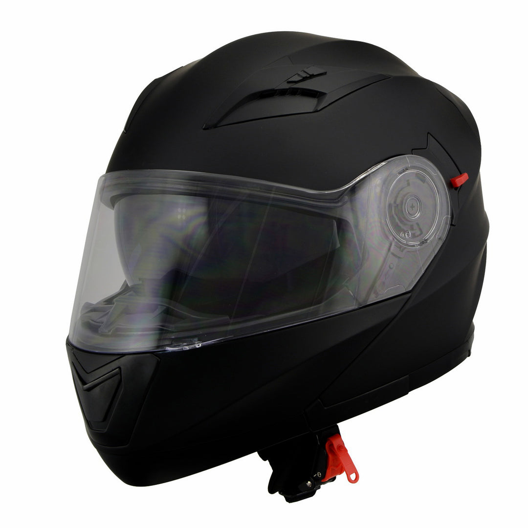 Milwaukee Performance Helmets MPH9803DOT Ionized Matte Black Advanced Modular Motorcycle Helmet w/ Drop Down Visor
